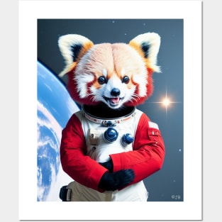 Happy Red Panda Astronaut Posters and Art